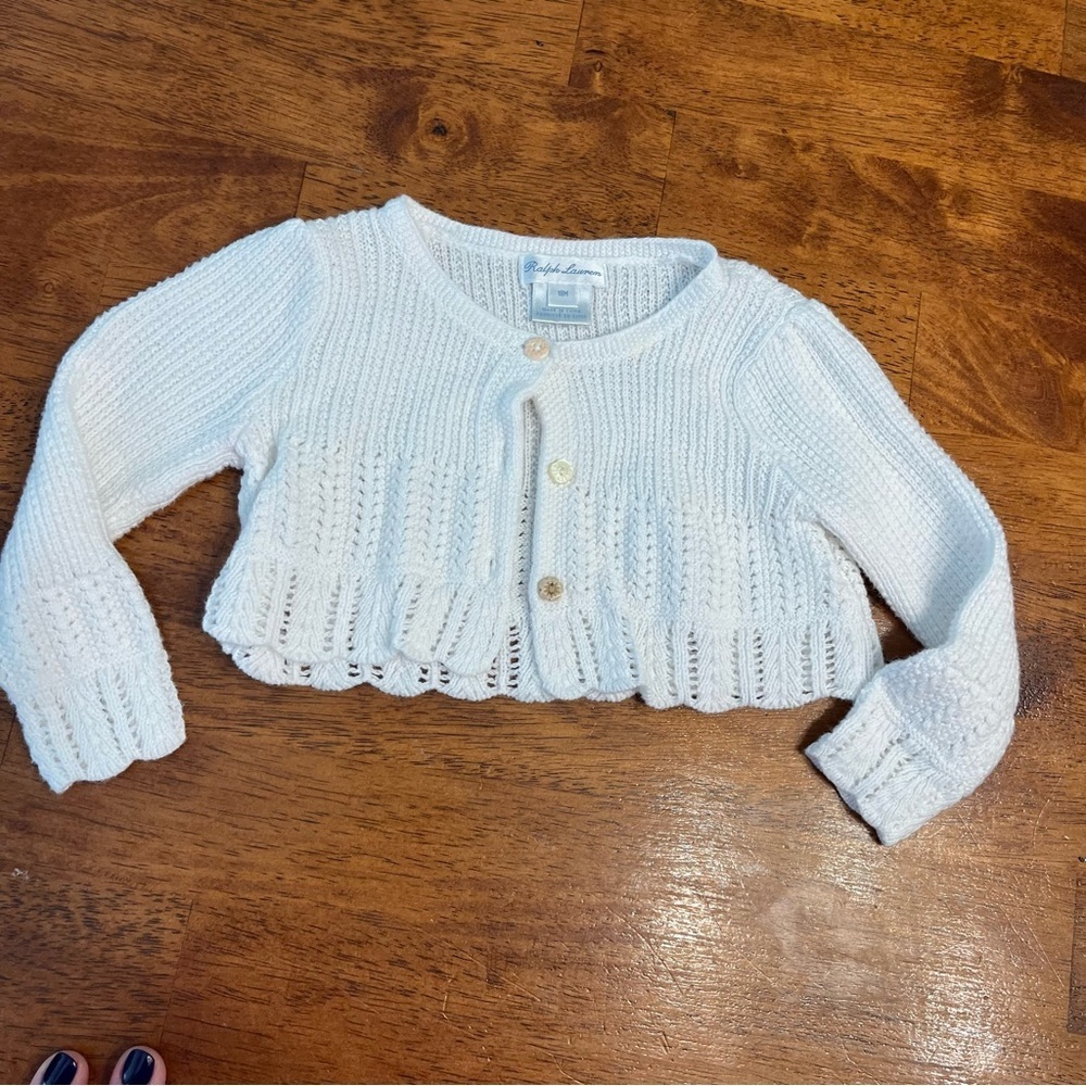 Ralph Lauren Classic White Knit cardigan top size 18 months